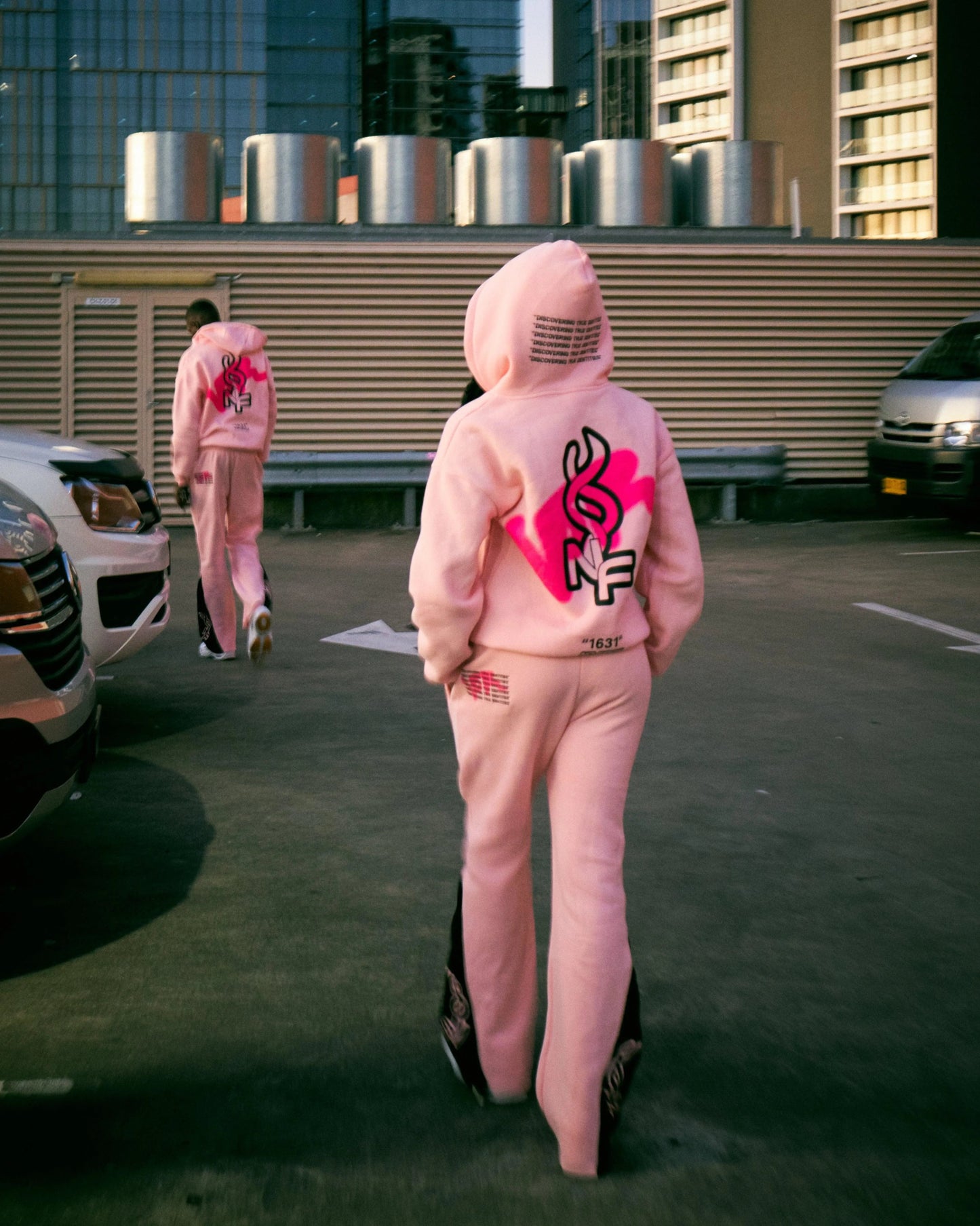 NO FACE ZIP HOODIE (PINK + BLACK) - NO FACE
