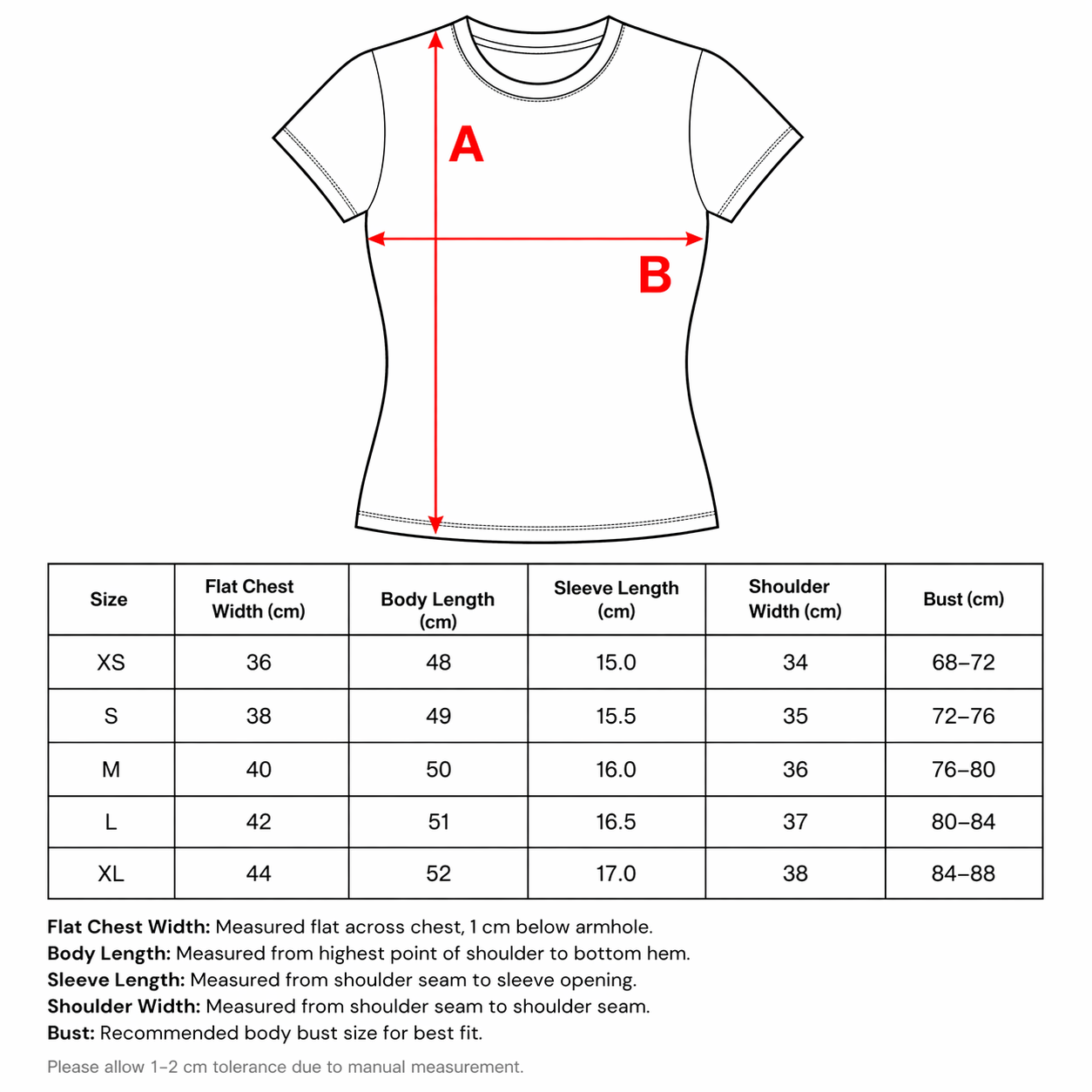 24K ESSENCE BABY TEE (BLACK) Size Guide