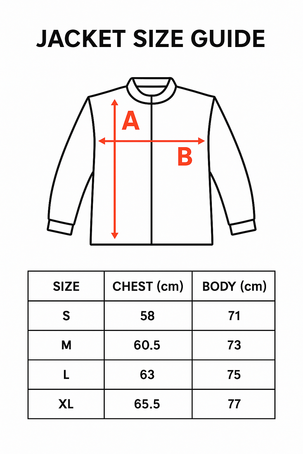 LILAC REFLECTIVE JACKET Size Guide