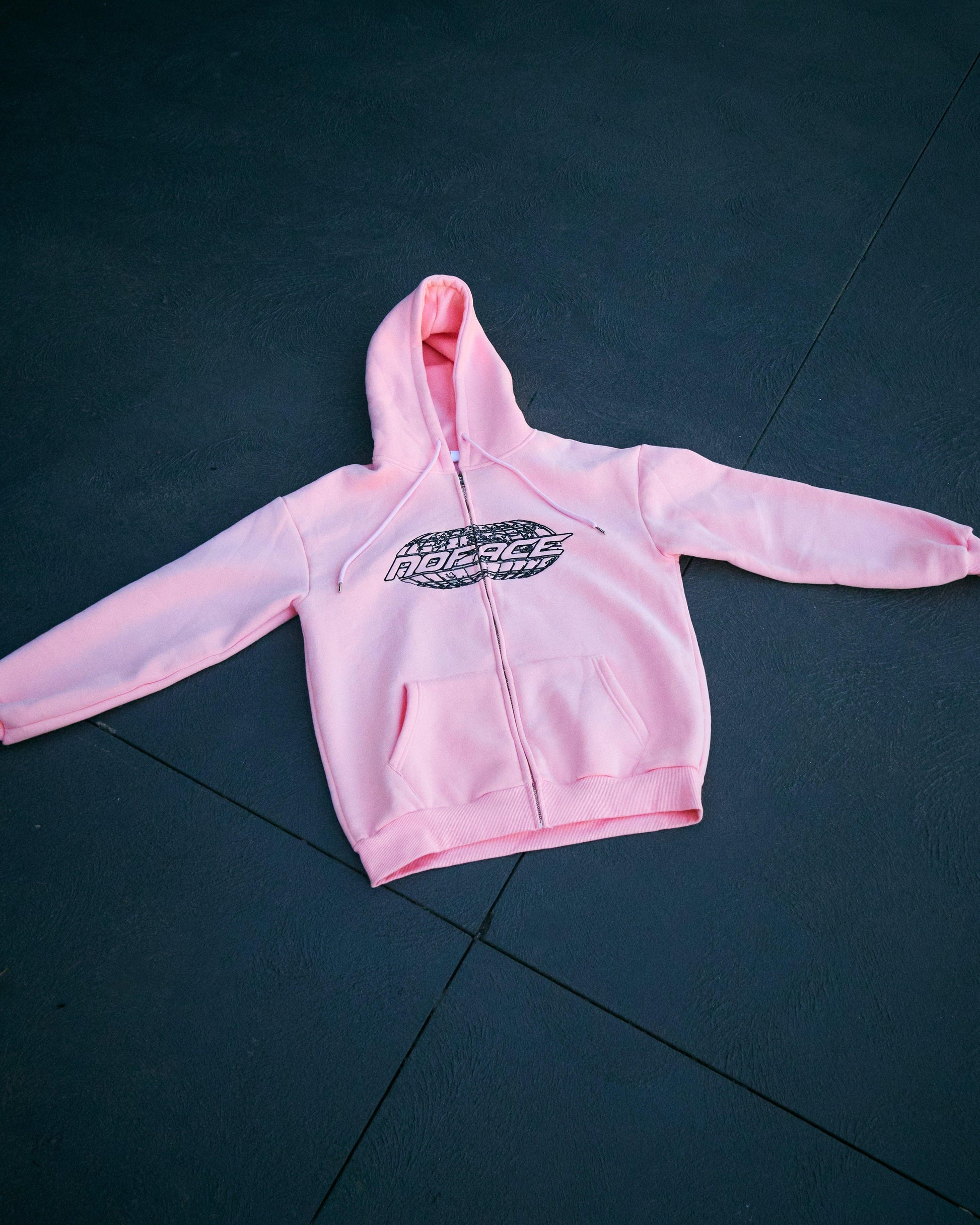 NO FACE ZIP HOODIE (PINK + BLACK) - NO FACE