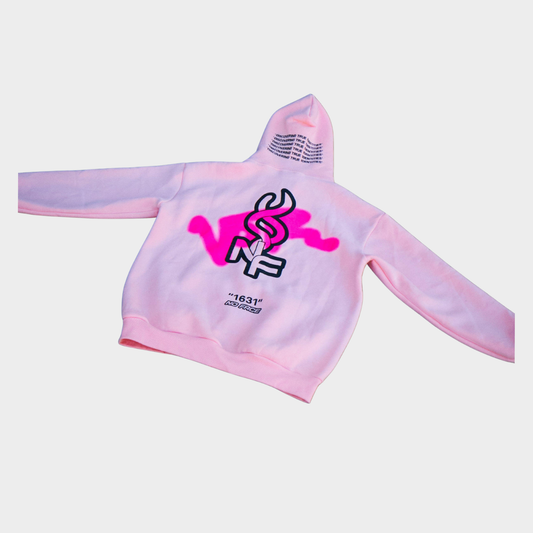 NO FACE ZIP HOODIE (PINK + BLACK)