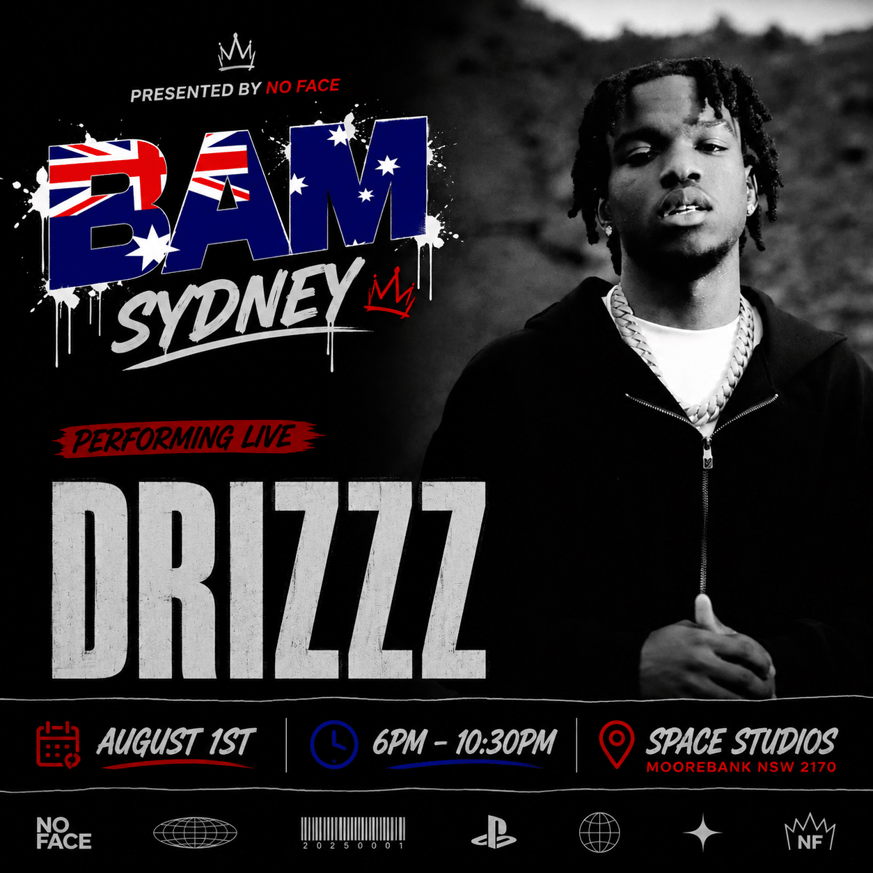 BAM SYDNEY: ALL TICKETS - NO FACE