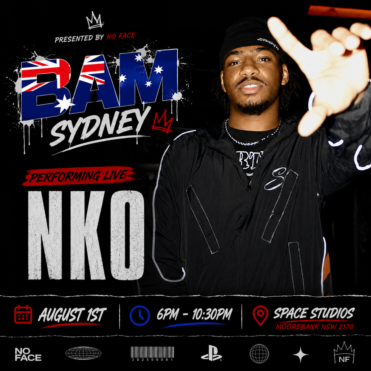 BAM SYDNEY: ALL TICKETS - NO FACE