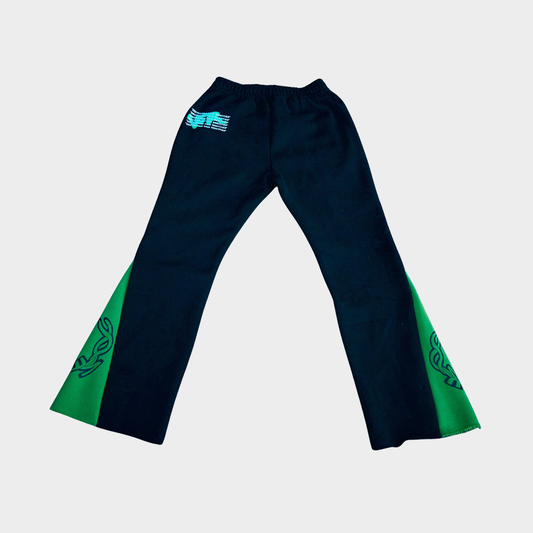 NO FACE FLAIR PANTS (BLACK + GREEN)