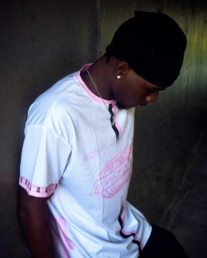 NO FACE JERSEY 'WHITE & PINK' - NO FACE