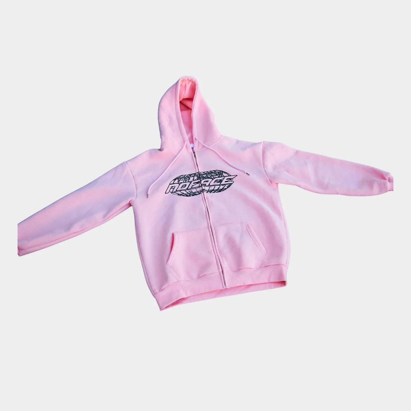 NO FACE ZIP HOODIE (PINK + BLACK) - NO FACE