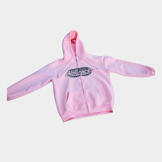 NO FACE ZIP HOODIE (PINK + BLACK) - NO FACE