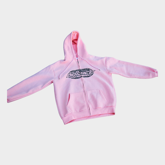 NO FACE ZIP HOODIE (PINK + BLACK)