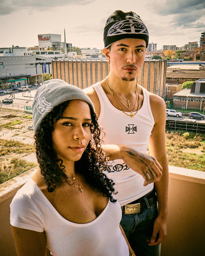 REVERSIBLE BEANIE BLACK & GREY - NO FACE