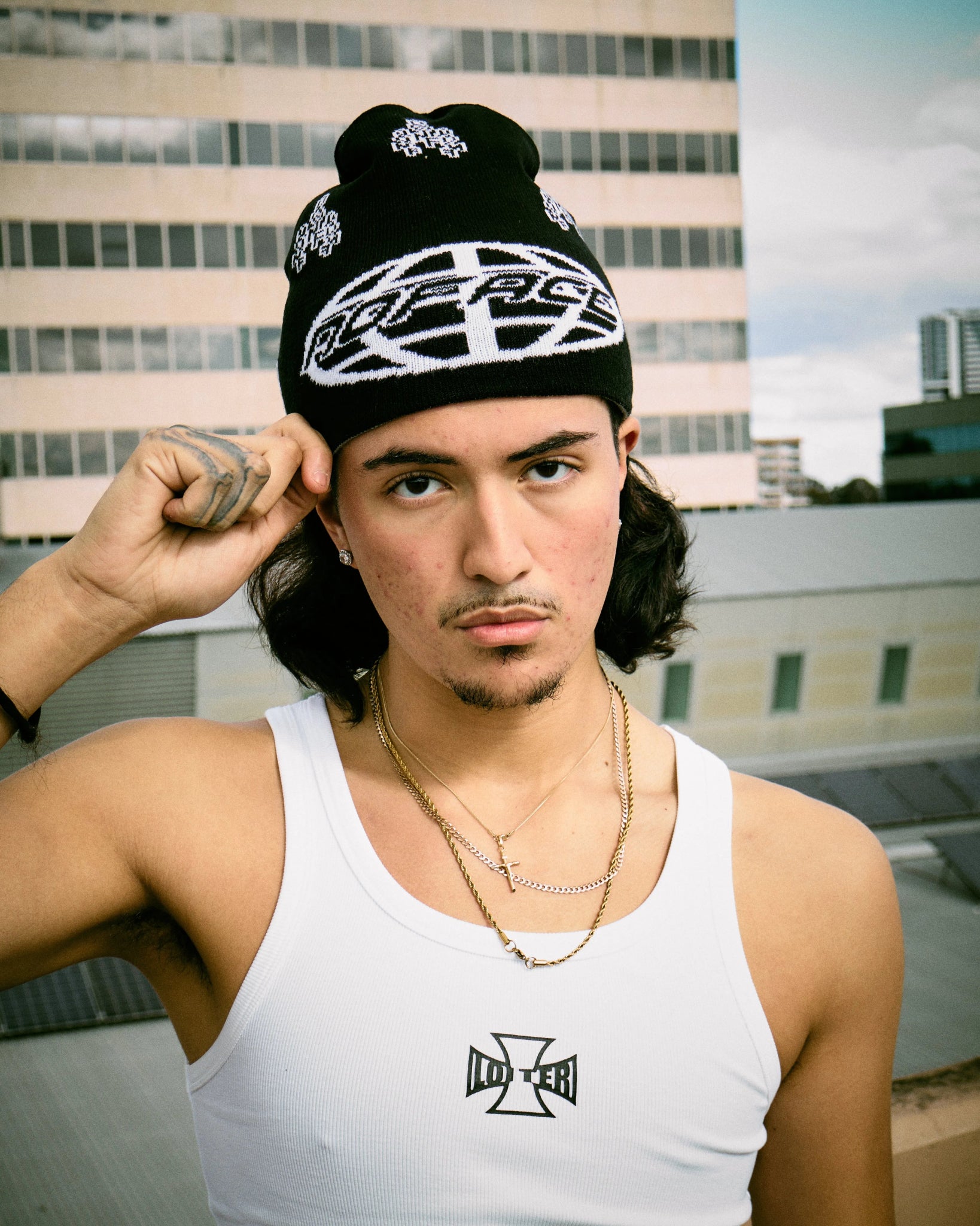 REVERSIBLE BEANIE BLACK & GREY - NO FACE