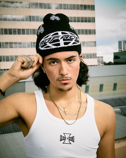 REVERSIBLE BEANIE BLACK & GREY - NO FACE